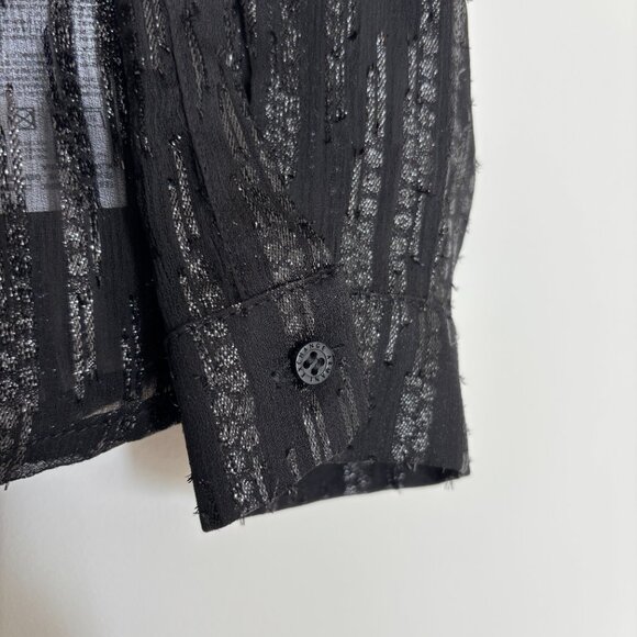 (NWT) Armani Exchange Sheer Button-Up Shirt with Metallic Threads - Picture 6 of 8